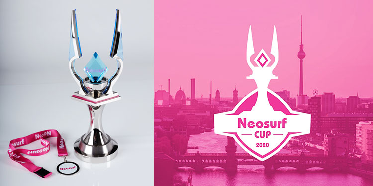 Neosurf cup in silver finish with League of Legend wings & medal