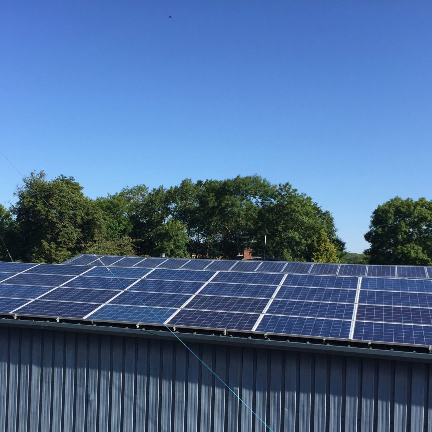 solar panels at EFX manufacturing site