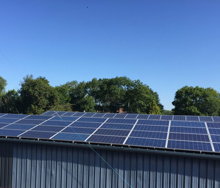 solar panels at EFX manufacturing site